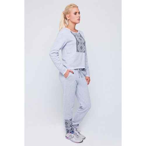 SWEAT SUIT LIGHT GREY WITH BLACK ORNAMENT