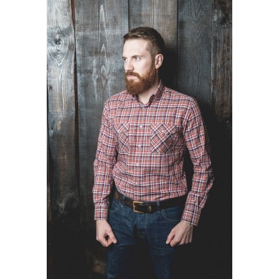 CHECKED SHIRT IN BROWN & RED