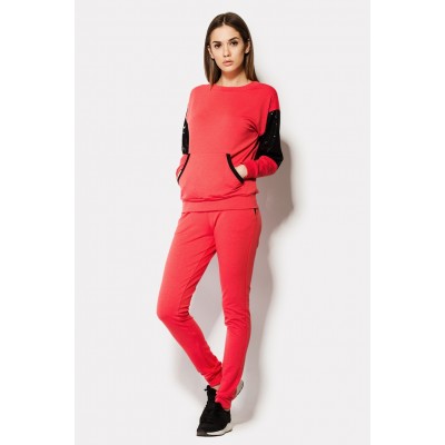 TAILORED STRETCH SWEAT SUIT RED & BLACK