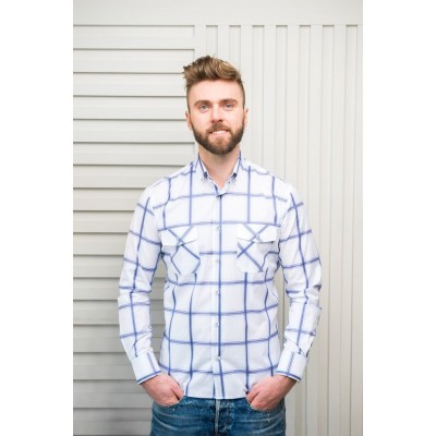 CHECKED SHIRT IN WHITE & BLUE