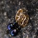 BLACK PEARLED EARRINGS IN GOLD PLATED SETTINGS "PANTHER"
