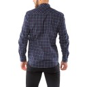 DARK BLUE CHECKED SHIRT IN RED & WHITE