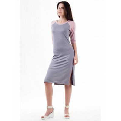 CASUAL SPORTY DRESS GREY & PINK