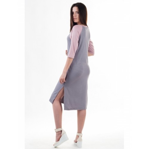 CASUAL SPORTY DRESS GREY & PINK